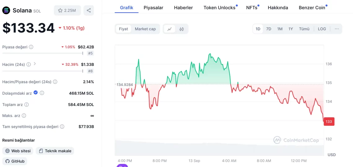 solana sol altcoin yüzde